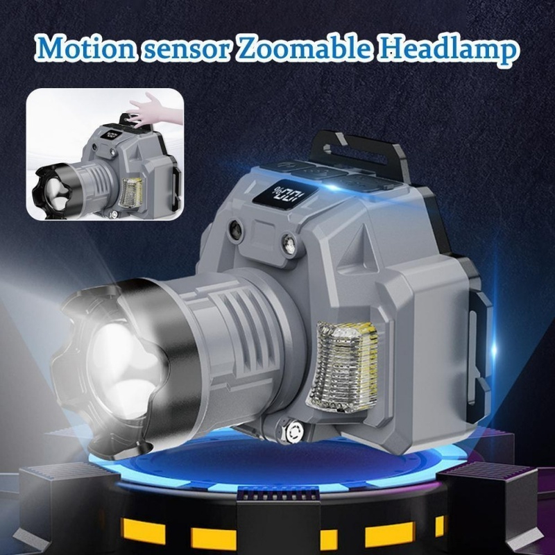 Imagem Lanterna de Cabeça Recarregável IPX4 - Power Bank, Foco 500m e 11h Duração (2 Baterias Inclusas)