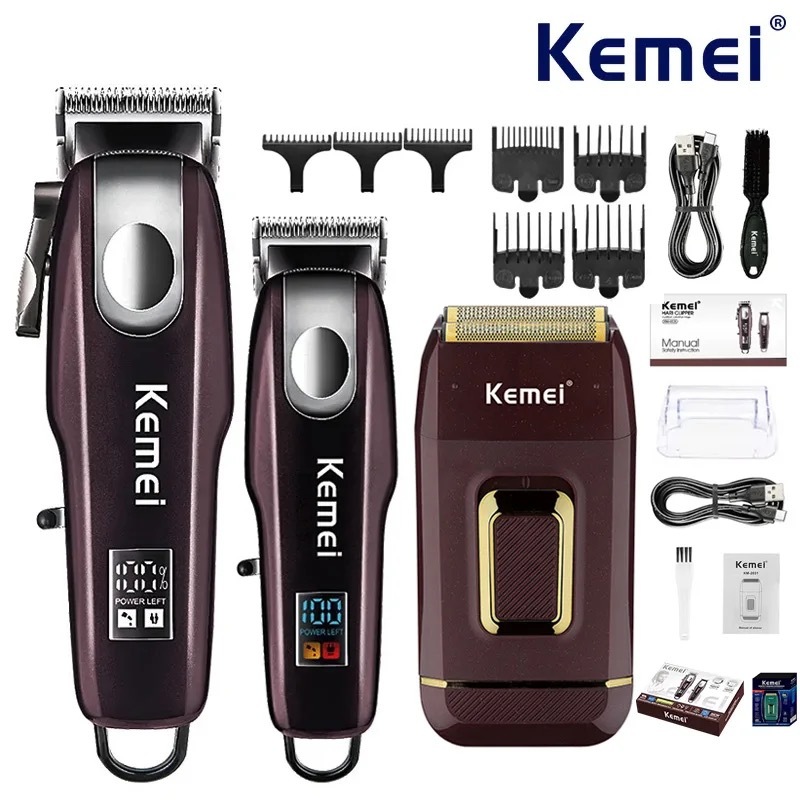 Kemei Kit De Máquina De Cortar Cabelo Profissional Recarregável Aparador De Barbeador Elétrico Masculino Corte KM-8526 2
