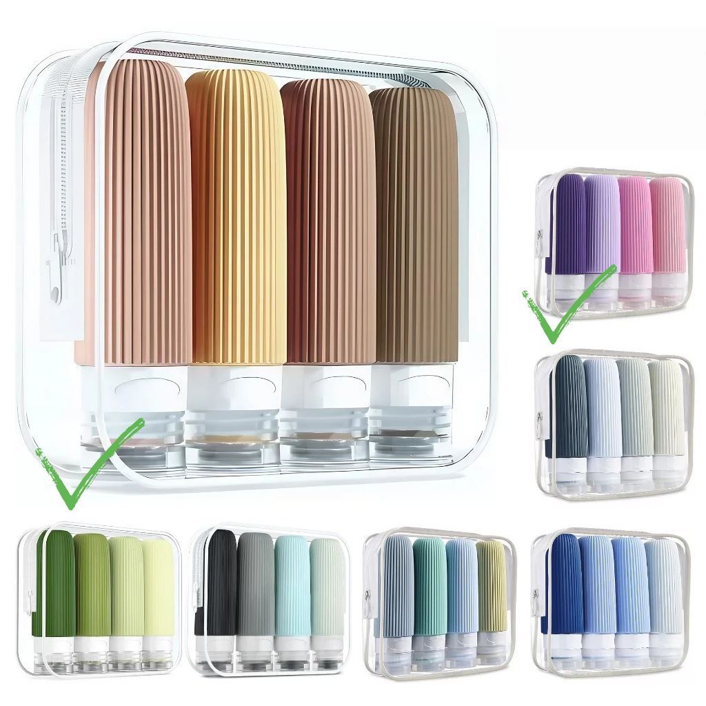 Kit Viagem 4/16 Frascos Silicone Pote 90ml Shampoo Crème