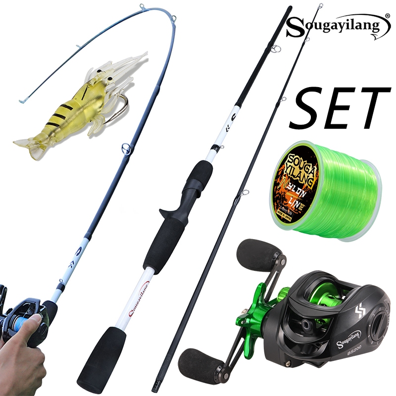 Max 10KG Sougayilang 1.65m Fundição Pesca Combina Vara De De Corpo De Fibra De Vidro + 7.2 : 1 Carretel Relação De Engre