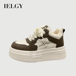 IELGY Maillard Feminino De Cano Alto Branco 2026 Novos Tênis De Plataforma Versátil Para Mulheres