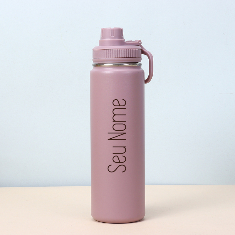 Garrafa De Água 750ml 24oz Multicolorida Copo Térmico De Grande Capacidade Portátil Ao Ar Livre Nome Personalizado