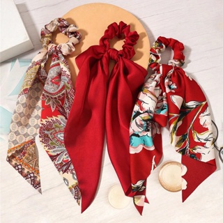 Terno Vermelho Bohemia Flor Étnica Scrunchies Laços De Elásticos Cetim Arco Cabeça Corda Ins Moda Acessório Para Cabelo em Oferta na Shopee