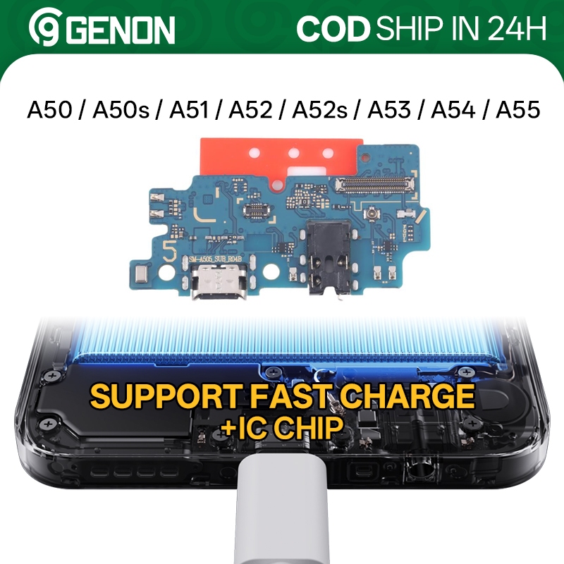 Placa De Carregamento Genon Com IC Para Samsung Galaxy A50/A50s/A51/A52/A52s/A53/A54/A55 4G 5G Porta De Carga USB Dock F