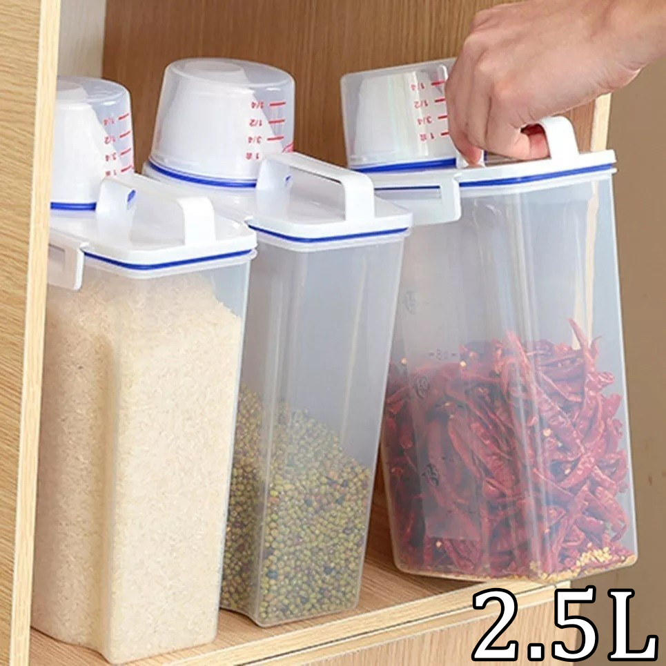 Pote Hermético 2,5L com Bico de Despejo e Copo Medidor - Para Arroz, Grãos e Alimentos cozinha