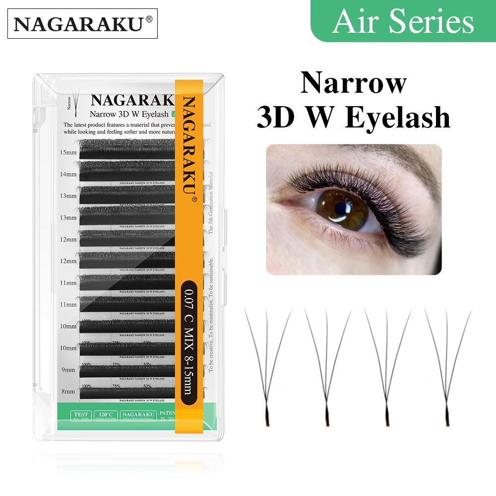 NAGARAKU Estreito W Forma Extensões De Cílios 3D Natural Soft Espaçamento Menor em Oferta na Shopee
