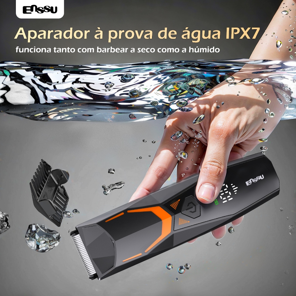 Aparador de Pelos Masculino Impermeável Recarregável com LED para Corpo Inteiro