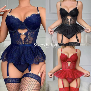 Europeu americano tamanho grande renda liga cinto moda meias colete estilingue europeu americano roupa interior de uma p em Oferta na Shopee