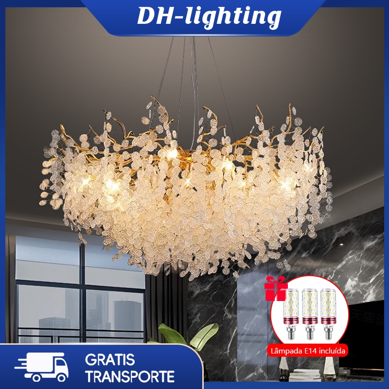 (Com Lâmpada) Sala De Estar Lustre De Cristal Moderno Jantar Luz Teto Estilo Americano Quarto Decorativa