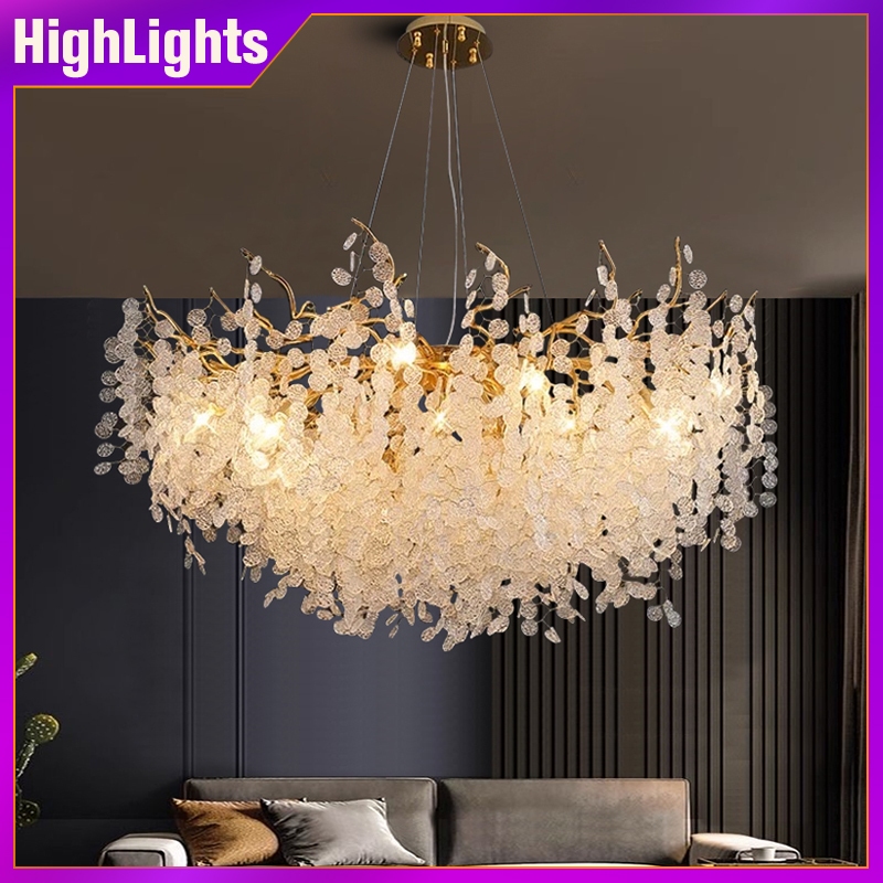 Nordic Sala De Estar Luz Cristal Jantar Lustre Quarto Iluminação Teto Luminária 110V-220V
