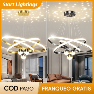 Lustre de teto nórdico luxuoso de 3 cores para jantar e sala de estar, lustre romântico de luzes estreladas em Oferta na Shopee