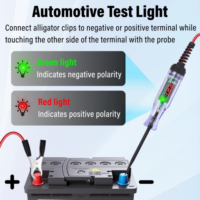 Testador De Circuito LED Digital-Luz De Teste Automotiva DC 3V-48V Com Voltímetro E Sonda T