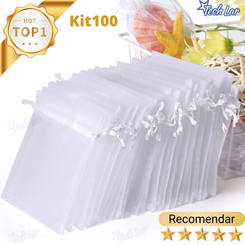 Kit 50/100 Un Saco Saquinho Organza Tule Saquinho 7x9 9x12 10x15 Branco Natal Festa Casamento Natal-TL em Oferta na Shopee