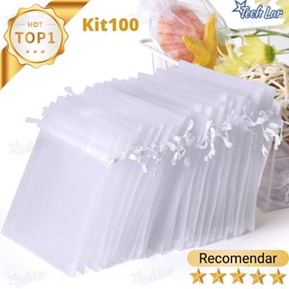 Kit 50/100 Un Saco Saquinho Organza Tule Saquinho 7x9 9x12 10x15 Branco Natal Festa Casamento Natal-TL em Oferta na Shopee