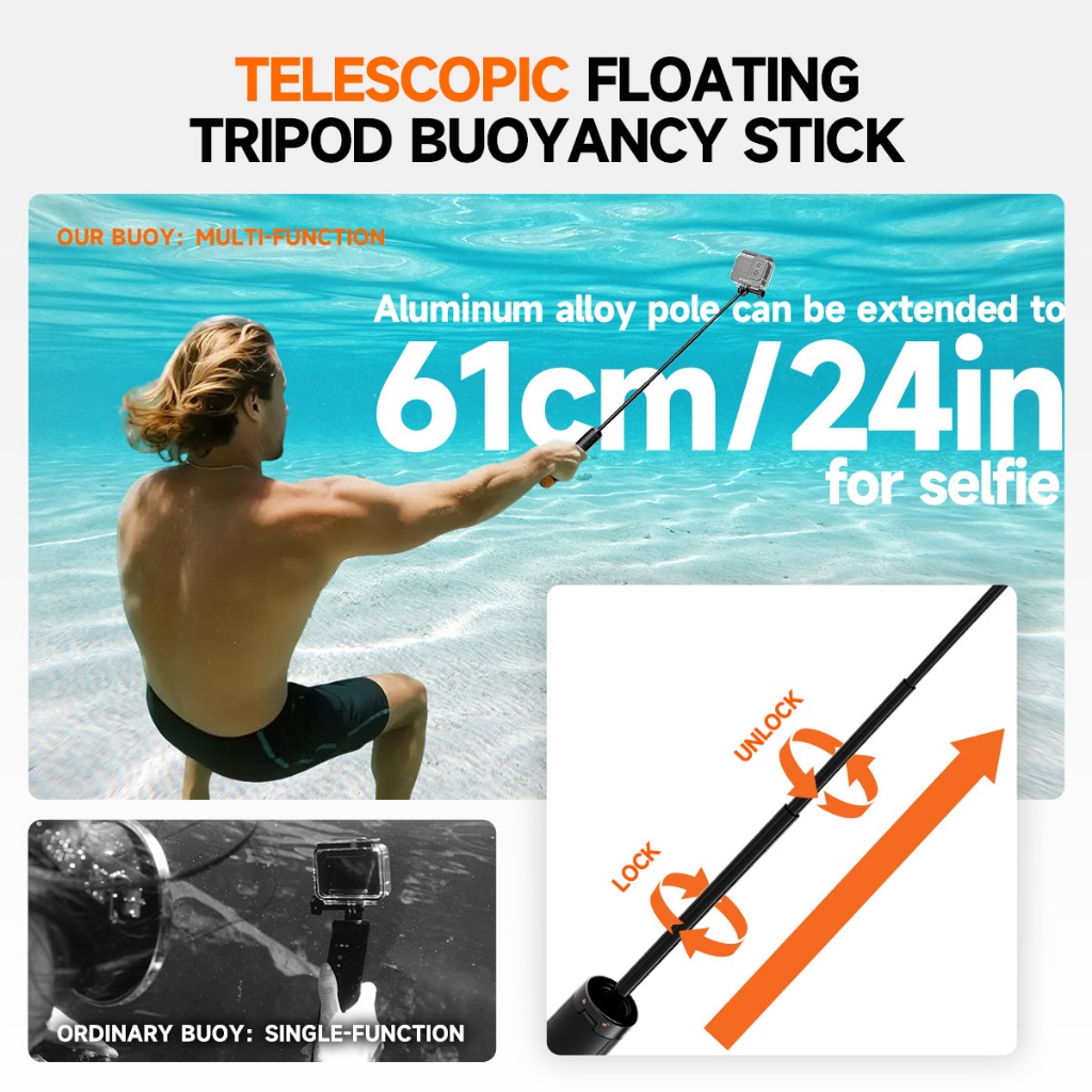 Svbony Tripé Flutuante Para Selfie, Bastão DJI GoPro Insta SVGO Ato20, Montagem À Prova D'água · foto 2