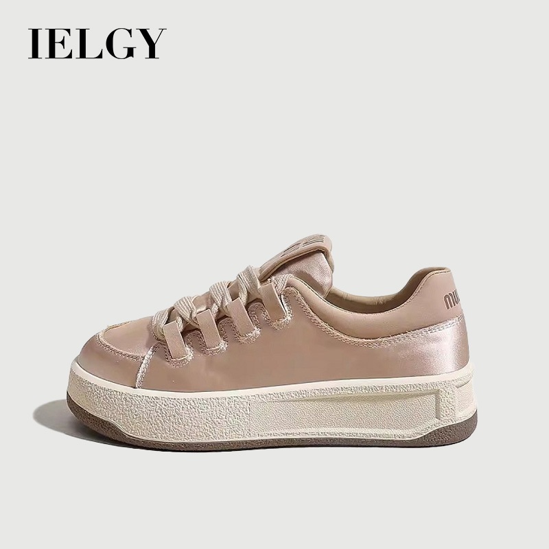 IELGY Prata Rosa Moda Feminina 2025 Novos Sapatos De Cricket Sola Grossa Casual E Versátil
