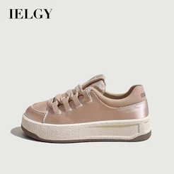 IELGY Prata Rosa Moda Feminina 2026 Novos Sapatos De Cricket Sola Grossa Casual E Versátil