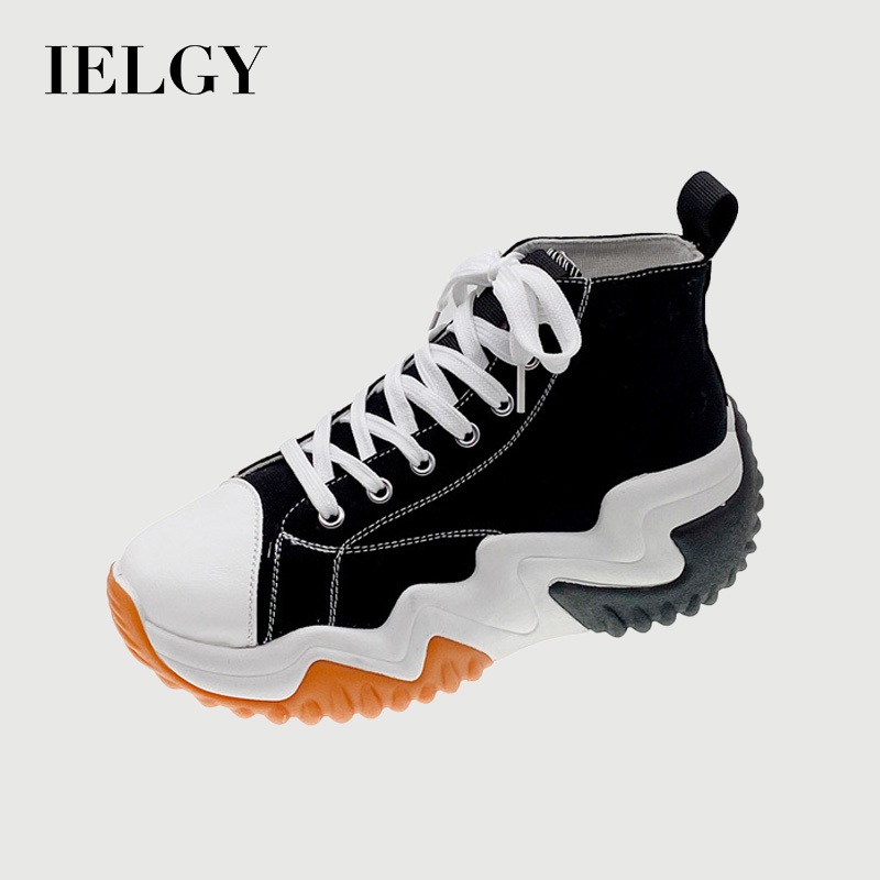 IELGY Plus Size Plataforma Sapatos De Lona De Cano Alto Feminino Verão Versátil Athleisure
