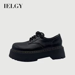 Sapatos Femininos De Couro Pequenos Com Sola Grossa E Cabeça Grande IELGY