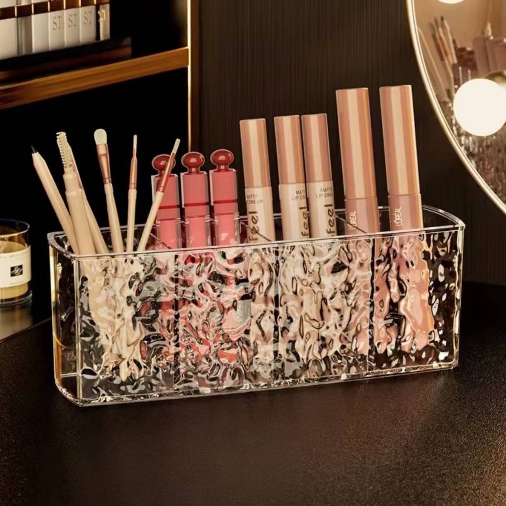 Organizador de Cosméticos com Porta-Pincéis | Design Elegante com 4 Divisórias