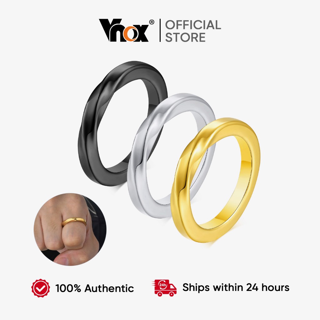 VNox Anel Ajustável 3mm Fashion Men's Ring , Mobius Full Light De Aço Inoxidável , Jóias Masculinas Da Cor em Oferta na Shopee