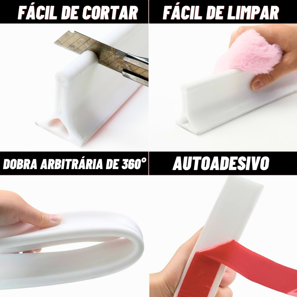 Fita de Vedação Flexível 360° à Prova d'Água - Adesiva para Banheiro