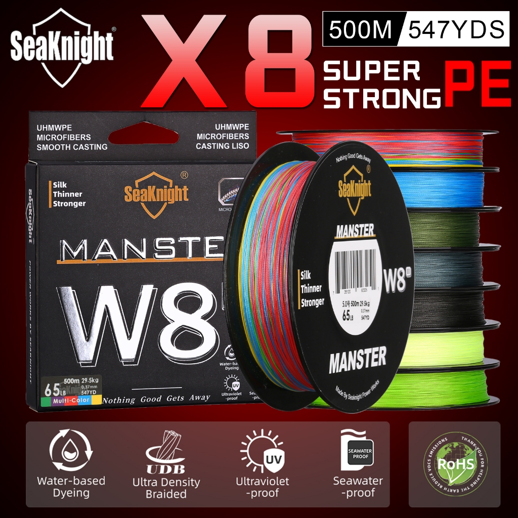 SeaKnight W8 II Linha De Pesca Trançada 500M 8 fios Linha Pesca Marítima Multifilamento Linha PE Água Salgada 17-100LB