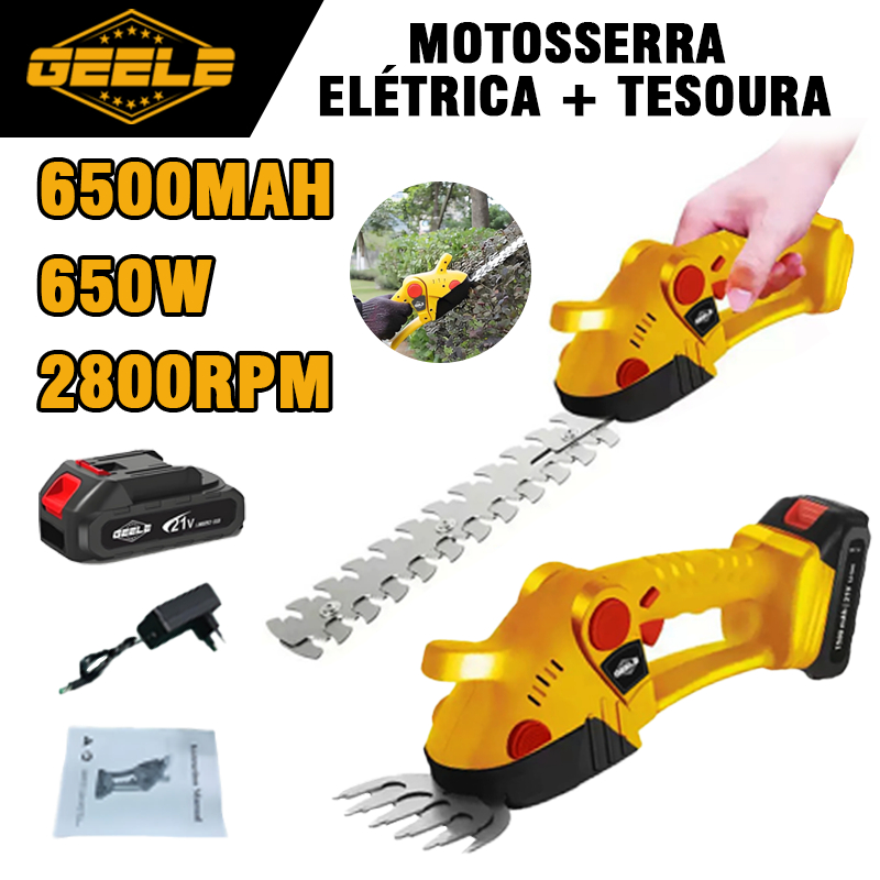 Aparador de Cerca Viva 21V Com 2 Baterias Viva Gramado Sem Fio 2 Laminas Eletrico Potente Recarregavel