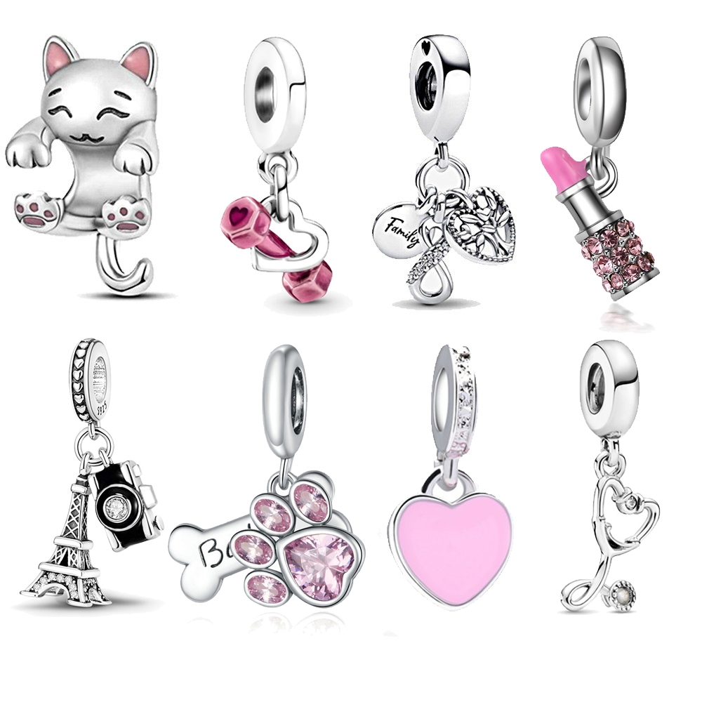 Berloque De Prata 925 Dangle Charms Para Pulseira Bracelete Bijuteria Rose Pingente De Charme