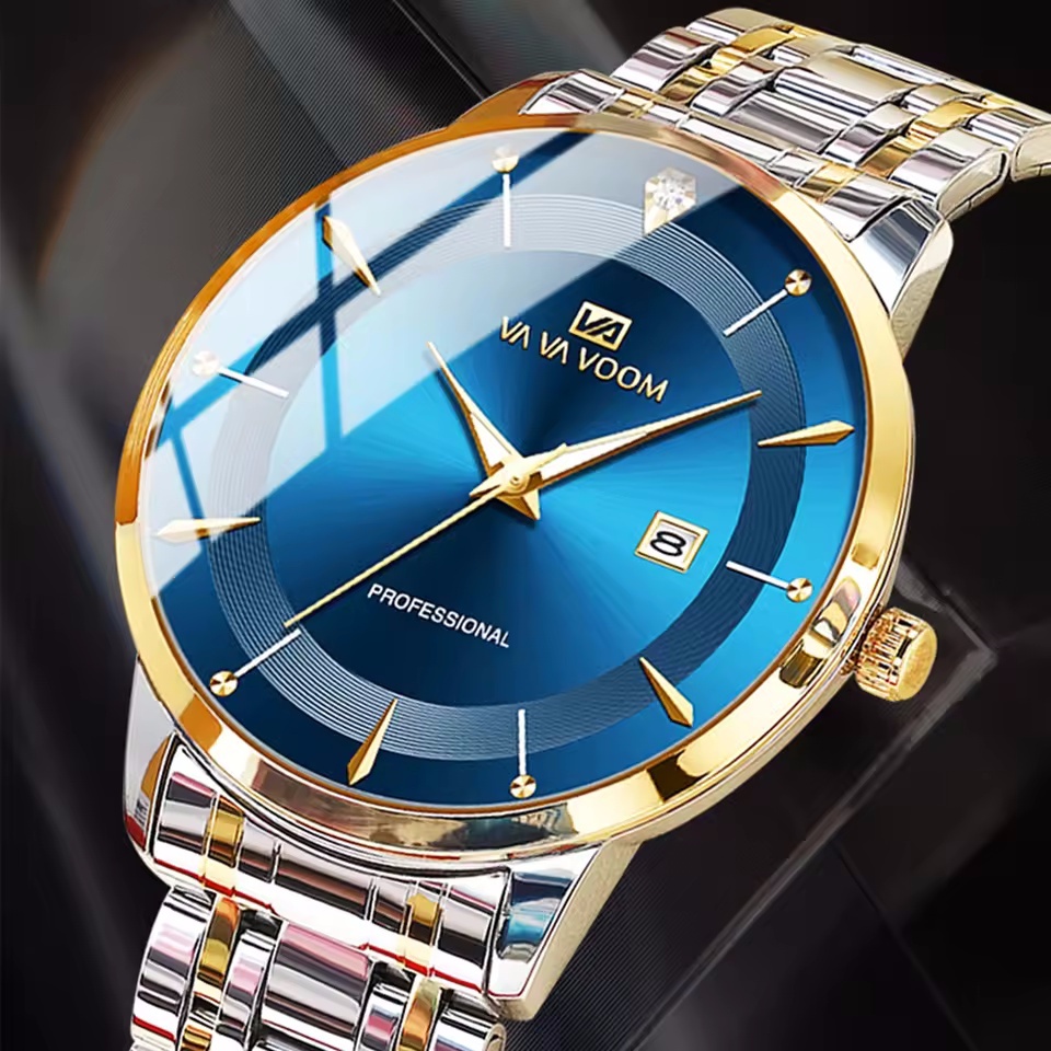 Relógio Masculino 43mm Mostrador Pulseira De Aço Inoxidável Moda Movimento Quartzo Lazer Esportes Presente Para Homem