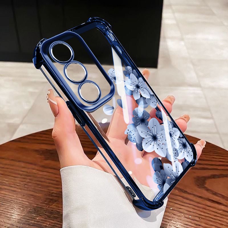 YBD Anti Queda Quatro Cantos Para OPPO A5 A5i Pro A3 2025 Capa De Telefone Transparente Estilo Pintura A Óleo Flor (Com 