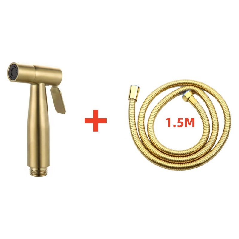 Limpeza Profunda Pistola de Spray de Vaso Dourado – Ducha Higiênica de Alta Pressão com Mangueira de Metal, Limpador de