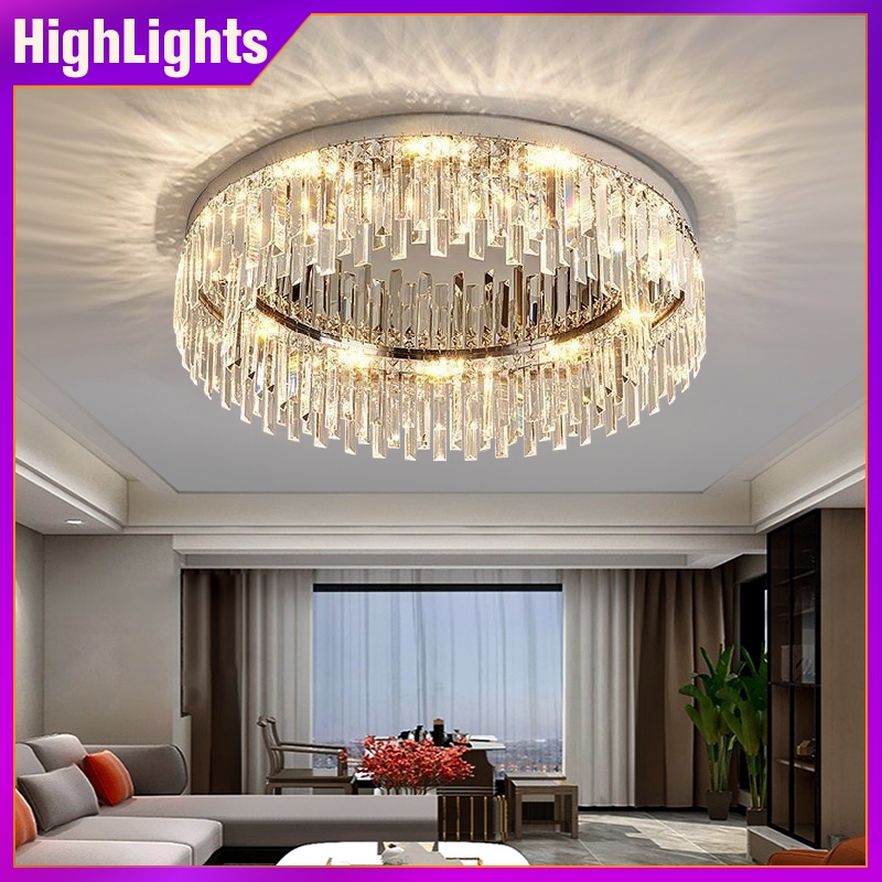 Nordic Cristal Sala De Estar Lustre Quarto Lâmpada Redonda Luz Teto interior Decorativa Jantar 110V-220V em Oferta na Shopee