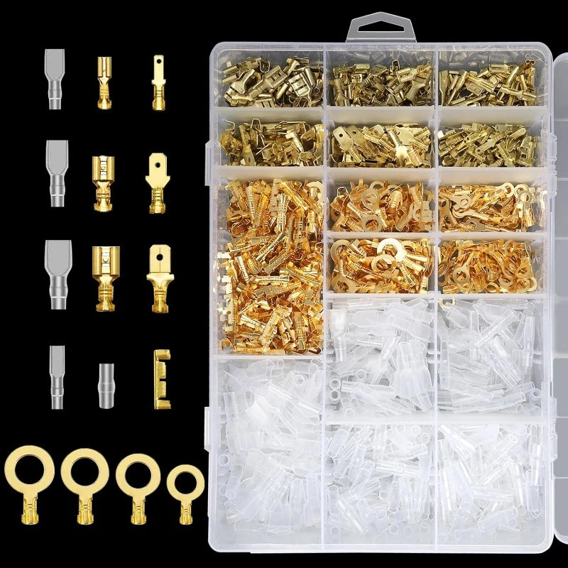 Terminais De Conectores 2,8/4,8/6,3mm Crimpagem Macho Fêmea Cor Ouro/Prata em Oferta na Shopee