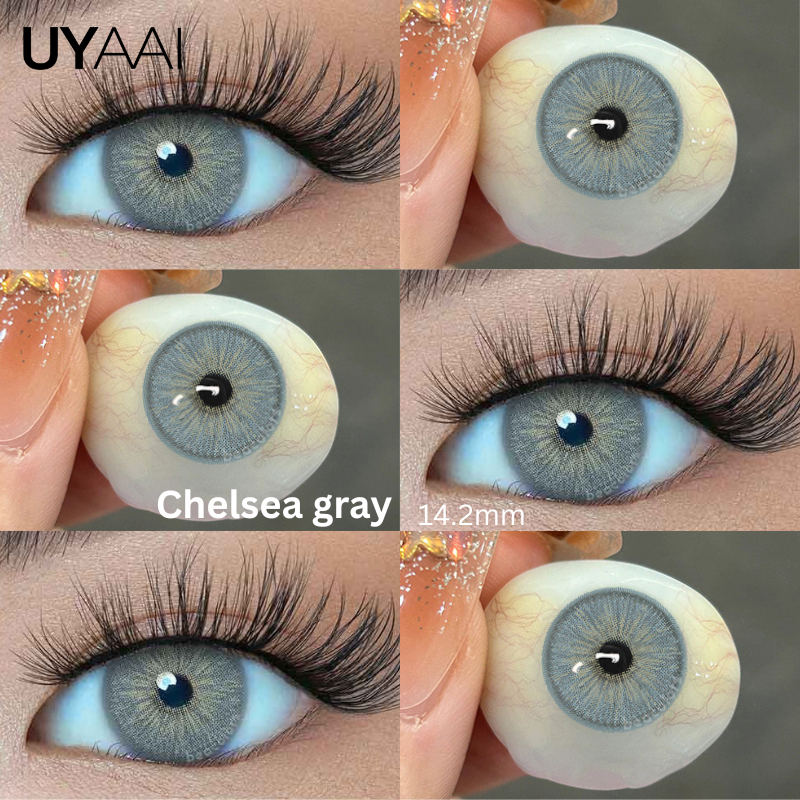 UYAAI 2025 Lente Colorida Estilo Chegam Novas 1 Par De Lentes Coloridas Marrom/Verde/Cinza Para Olhos Série Siri De Maqu