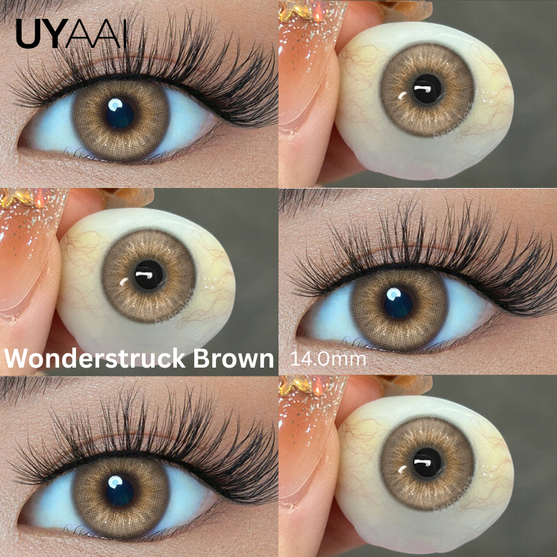 UYAAI 2025 Chegam Novas Lentes De Contato Coloridas Marrom/Verde/Cinza 1 Par Anual Série Wonderstruck 14.0-14.2 Mm Maqui