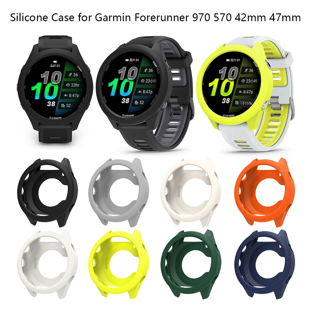 Capa Protetora De Silicone Macio Para Garmin Forerunner 970 570 42mm 47mm Smartwatch Relógio Inteligente Oco Protetor Es