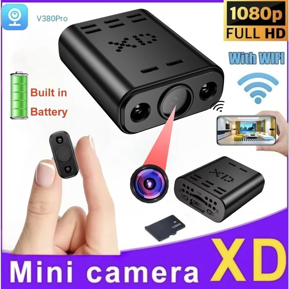 V380 Menor Mini Câmera WIFI 1080P HD Bateria Embutida IP Monitoramento Remoto Filmadoras IR Visão Noturna Corpo Cam Prot