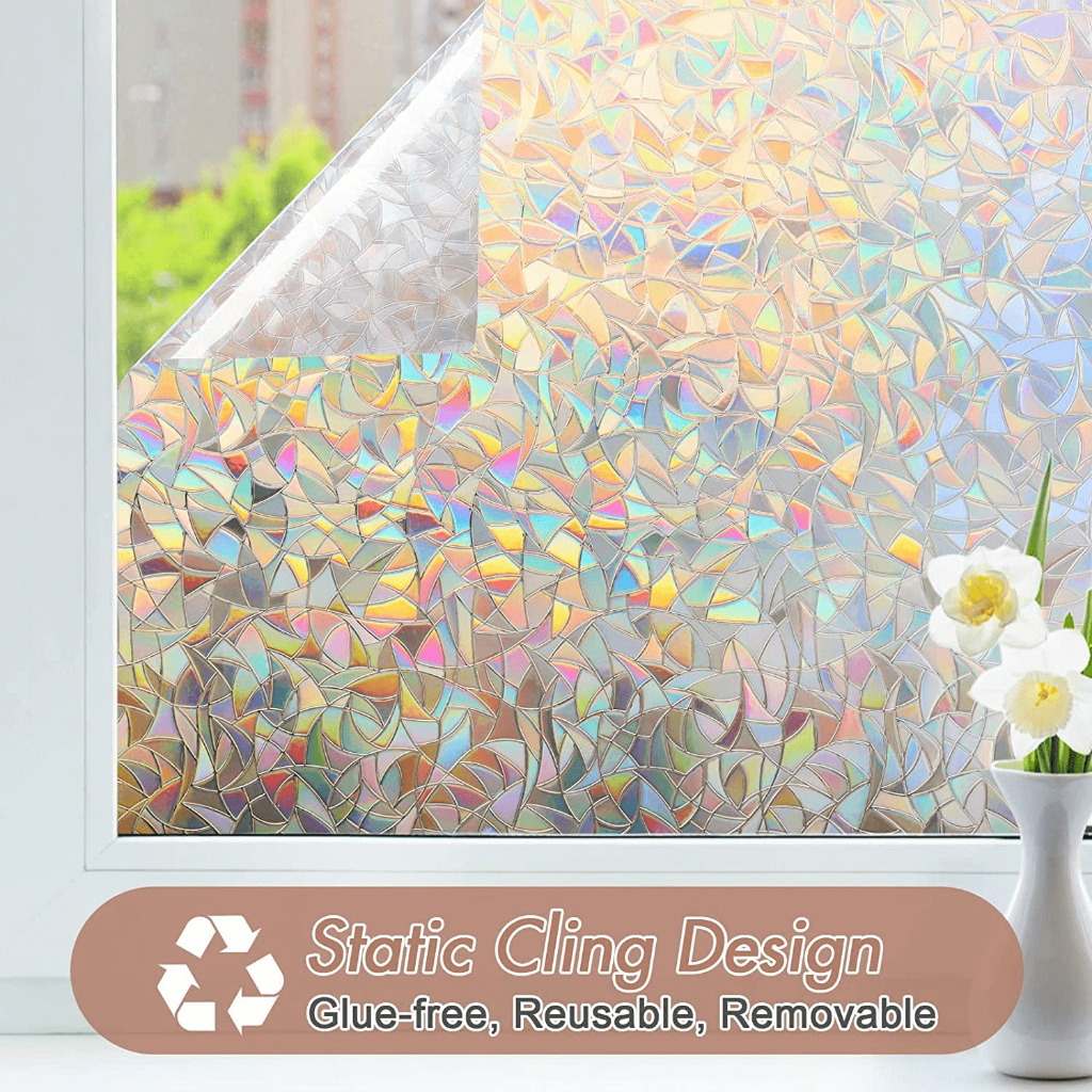 60CM*2M Película Adesiva Decorativa 3D Eletrostática Mod Mosaico Ladrilho para Portas Janela e Box Banheiro