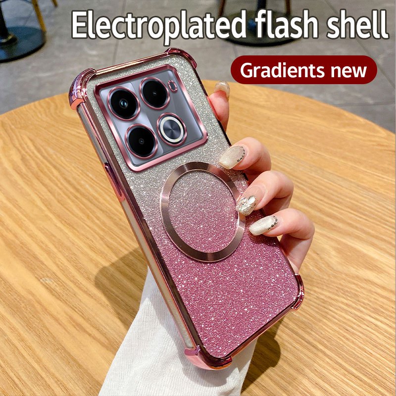 Para Motorola Moto Edge 60S 60 Fusion Edge60 Capa De Telefone Suporte De Pó Brilhante Airbag Anti Queda Transparente Pro