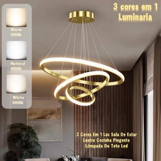 3 Cores Em 1 Luz Sala De Estar Lustre Cozinha Pingente Lâmpada Do Teto Led Nordic Moderno Decoração.
