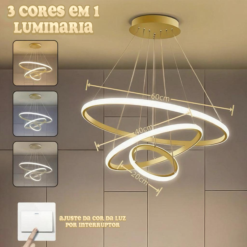 Lustre Sala De Jantar Luz  Cozinha Luz Quarto Moderno Simples 3 Cores Em 1