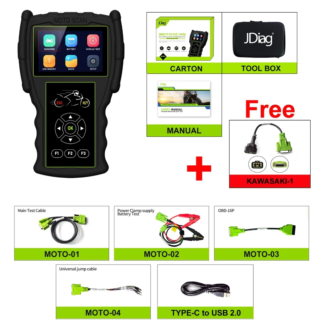2025 Novo Scanner De Motocicleta JDiag M100PRO Portátil Universal Diagnóstico Motor/ABS Sistema Completo Ferramentas