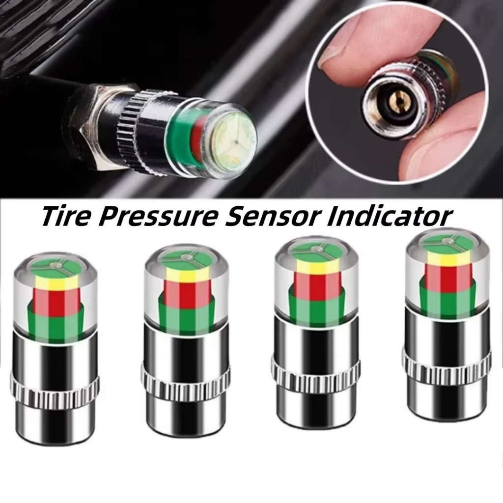 4 Pçs Monitor De Pressão Dos Pneus Do Carro Tampa Da Válvula Sensor Indicador Ferramenta Inspeção Acessórios Automóveis