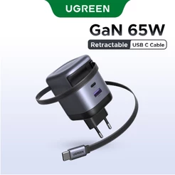 Cabo Retrátil Para iPhone UGREEN 65W 3 Portas GaN De 69 Cm USB A C Carregador Rápido 16 Pro Max , 15,14