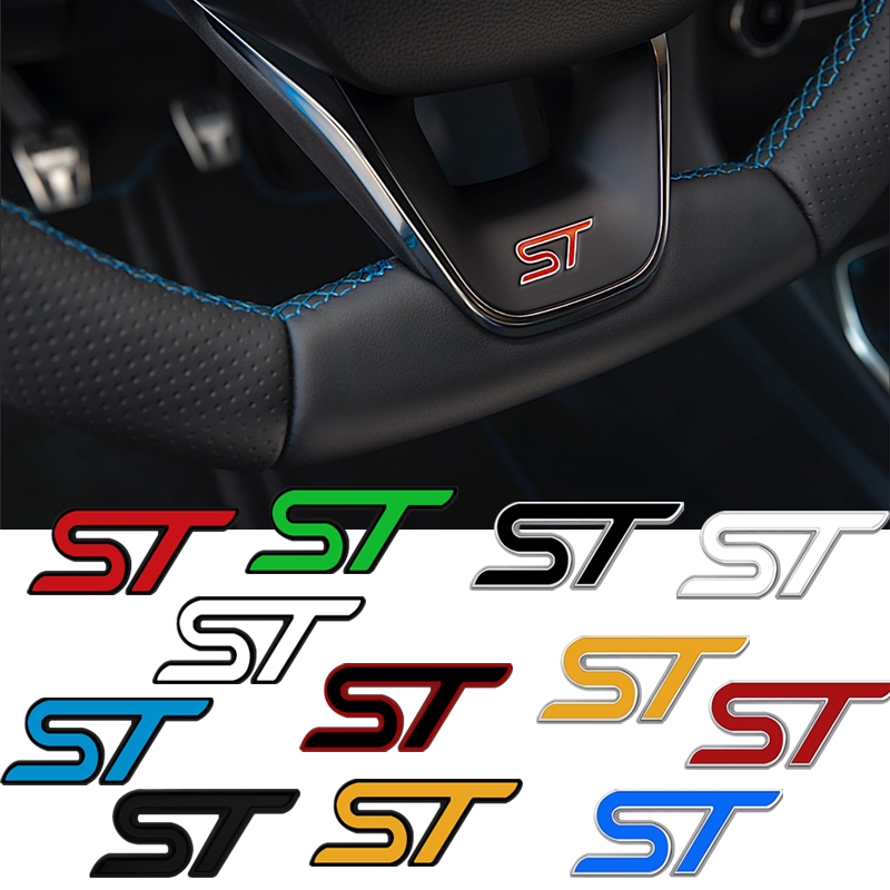 1 Pçs ST Volante Adesivo Interior Do Carro Console Central Emblema De Metal Para Ford Linha Bronco Transit Foco Mondeo K