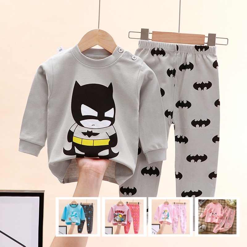Roupas De Algodão Para Crianças Casuais Baby Boys Girls Sleepwear Outono Cartoon Kids Cotton Pijamas Set em Oferta na Shopee