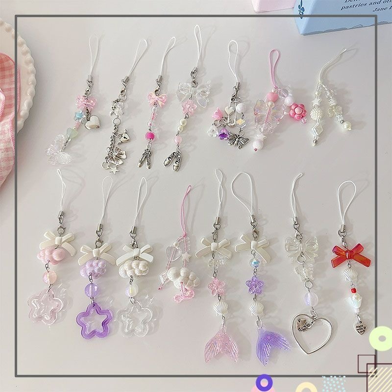 Delicado Arco Estrela Coração Chaveiro Para iphone Criativo Cordão Saco Telefone Pingente Corrente Y2K Kpop Jóias Menina