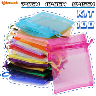 Kit 100 Un Saco Saquinho Organza Tule Saquinho 7x9 9x12 10x15 Festa Casamento (Escolha A Cor) em Oferta na Shopee