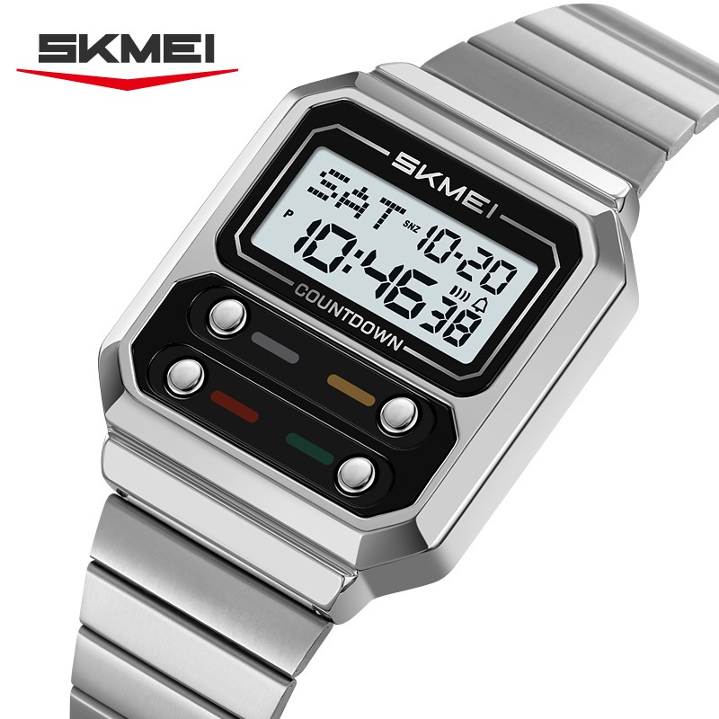 SKMEI 2448 Relógio Digital Masculino Elegante Retro Quadrado Caso Presente Casual De Negócios em Oferta na Shopee